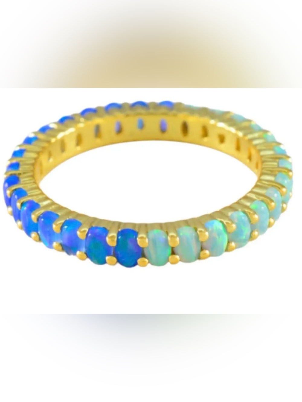 La Kaiser Blue and Green Opal Gold Eternity Ring